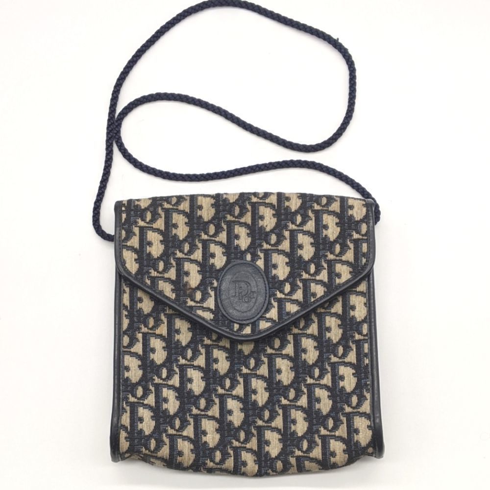 Vintage Christian Dior Diorissimo Rope Strap Crossbody Bag France Navy